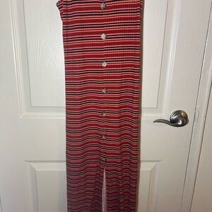 Striped Red Button-Down Slip Dress